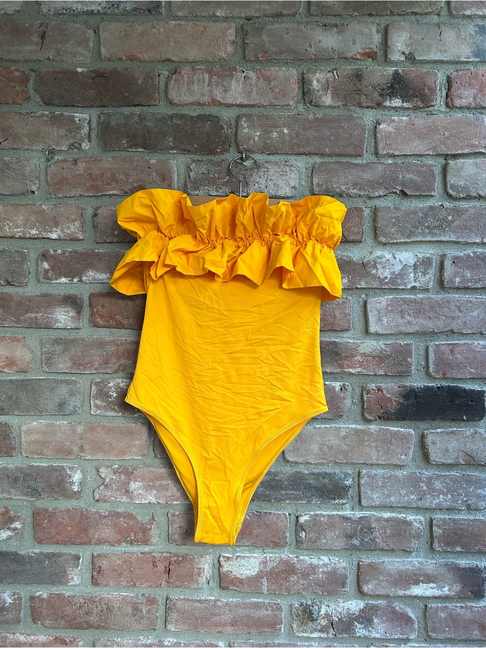 Zara Yellow Ruffle One-Piece Swimsuit with taffeta